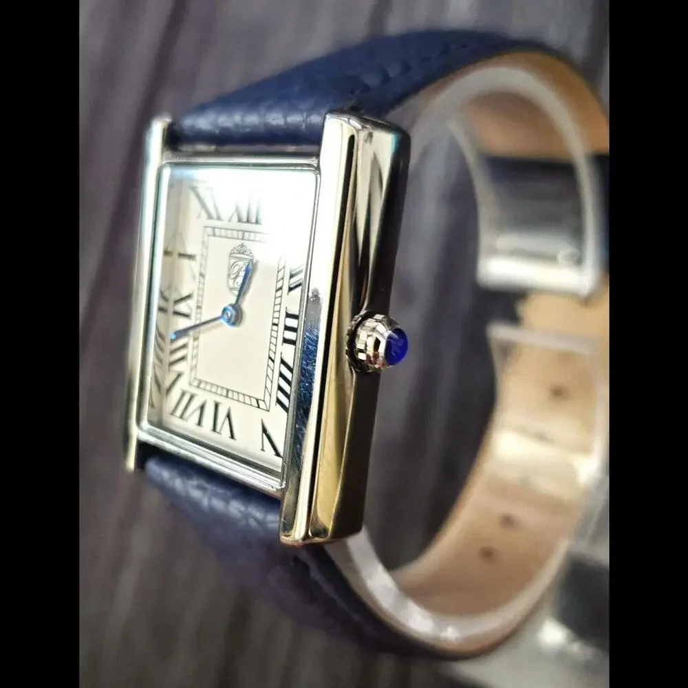 Pierre Lucerne 1888‎ Swiss Vermeil Inspired Tank Watch Blue